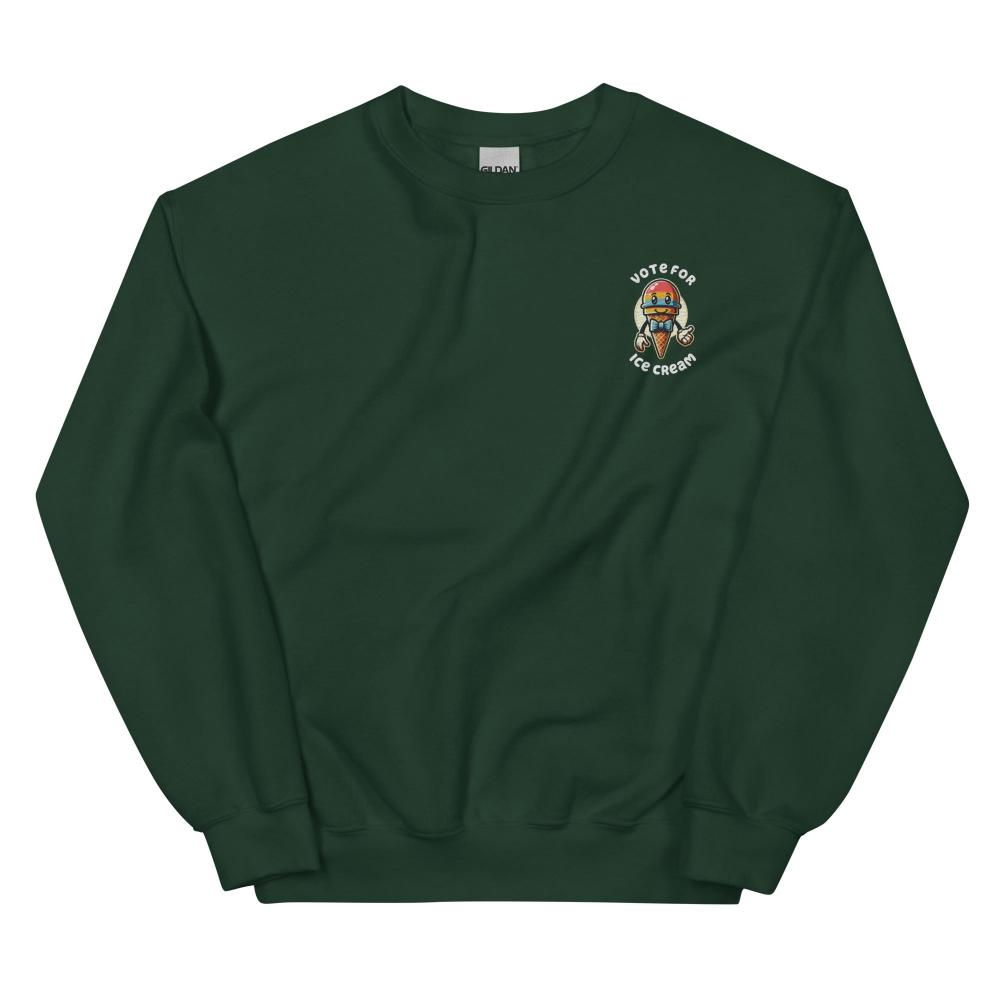Vote For Ice Cream Embroidered Sweatshirt - Forest Green Color - https://ascensionemporium.net
